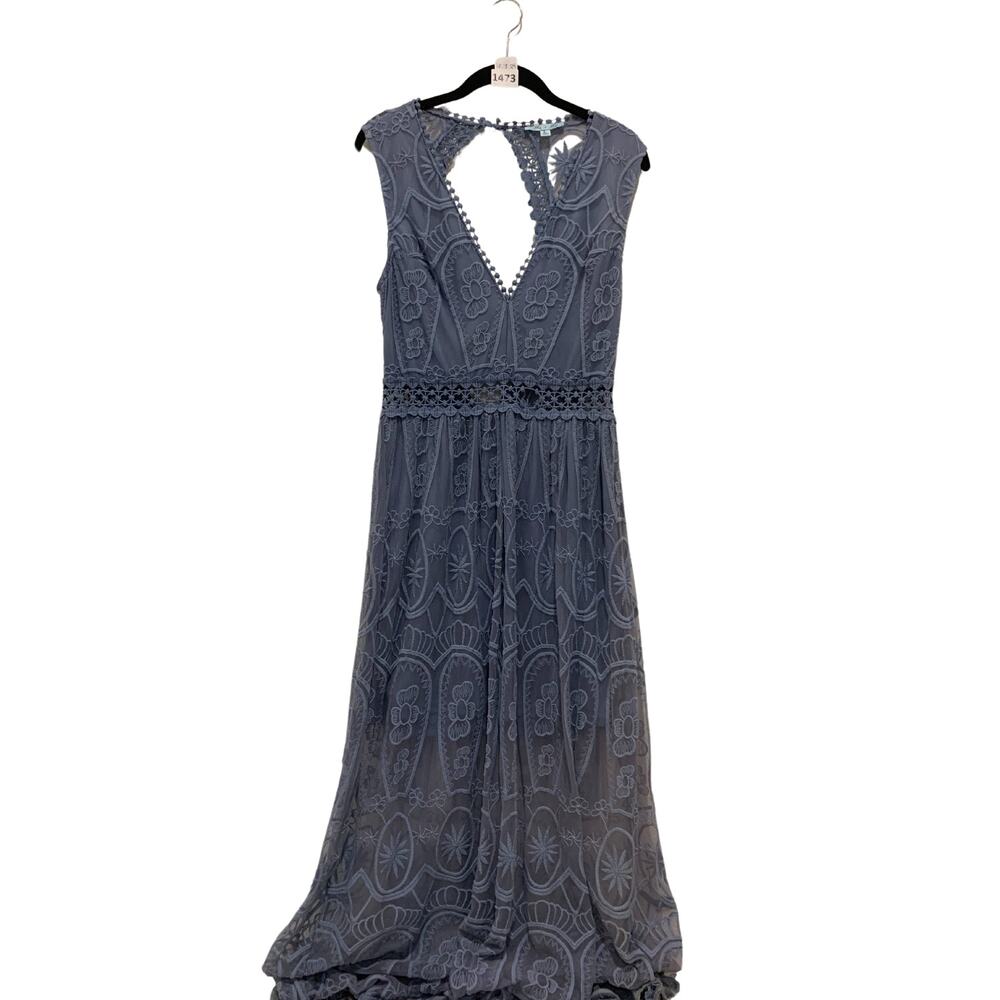 She + Sky Women's Embroidered Lace Dress, Blue, Size L